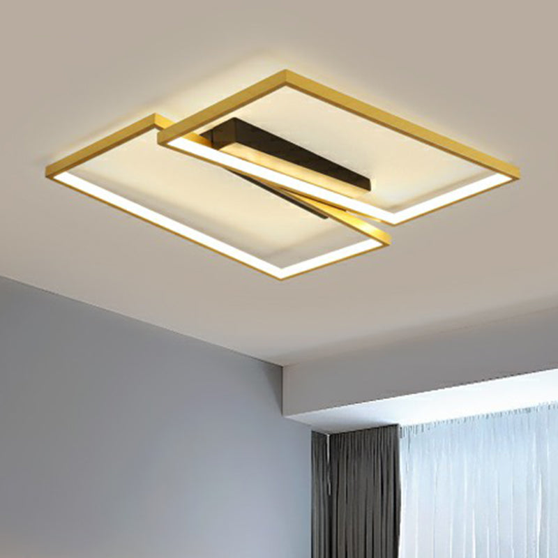 Gold Finish Ceiling Light Fixture: Simplicity Metal LED Flush Mount for Bedroom