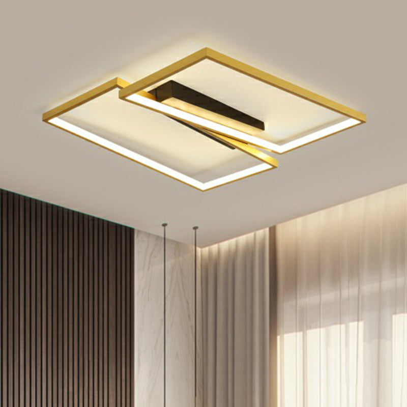 Gold Finish Ceiling Light Fixture: Simplicity Metal LED Flush Mount for Bedroom