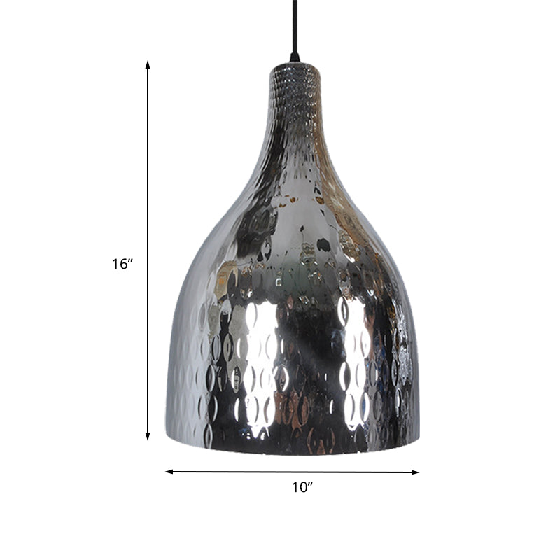 Modern Chrome And Amber Glass Jar Pendant Light For Bedroom