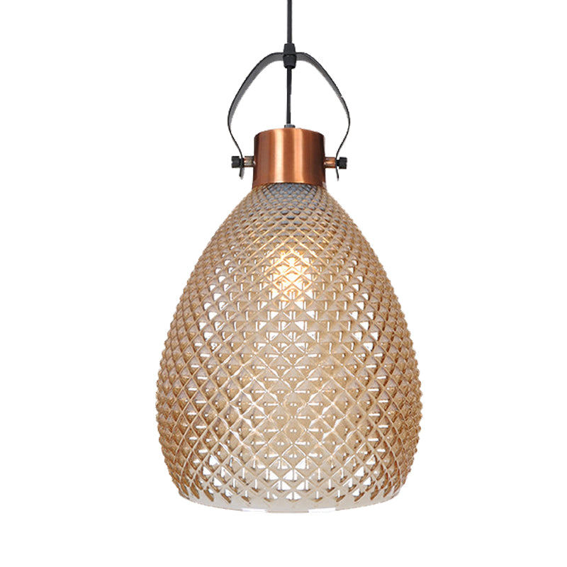 Colonial Amber Glass Jar Pendant Hanging Light - 8/10/12 Width Bedroom Lighting Fixture