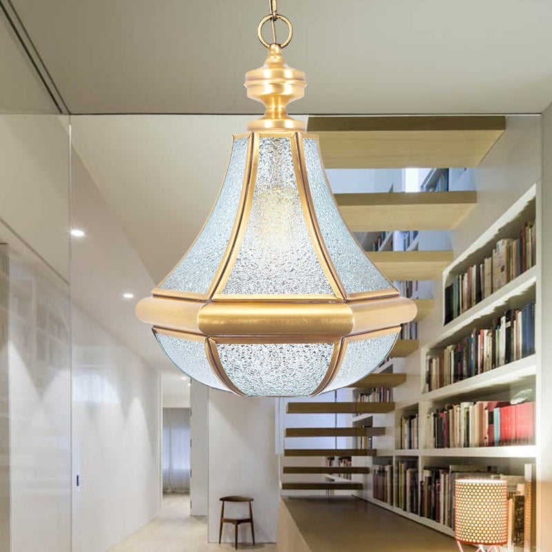 Modern Gourd Glass Pendant Light Fixture For Bedroom - Clear/Textured White/Cream 1 Bulb