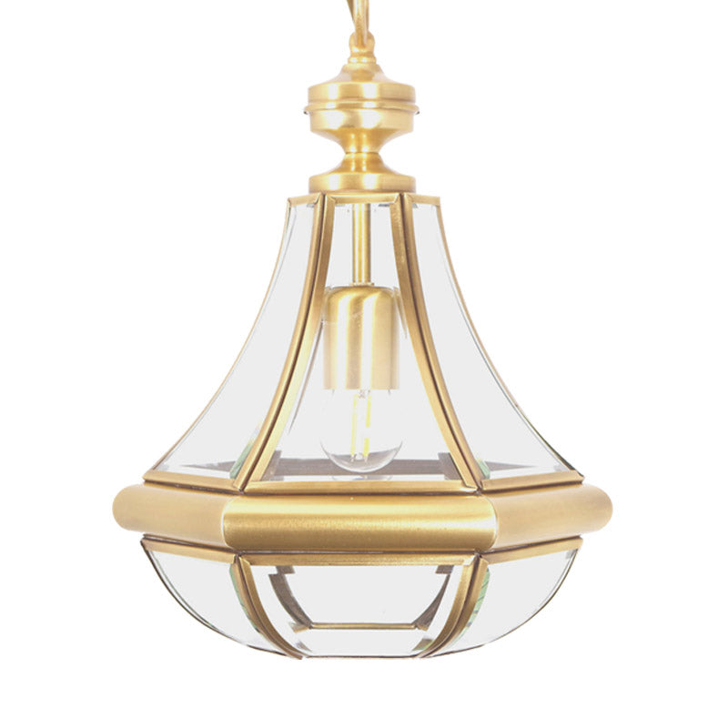 Modern Gourd Glass Pendant Light Fixture For Bedroom - Clear/Textured White/Cream 1 Bulb