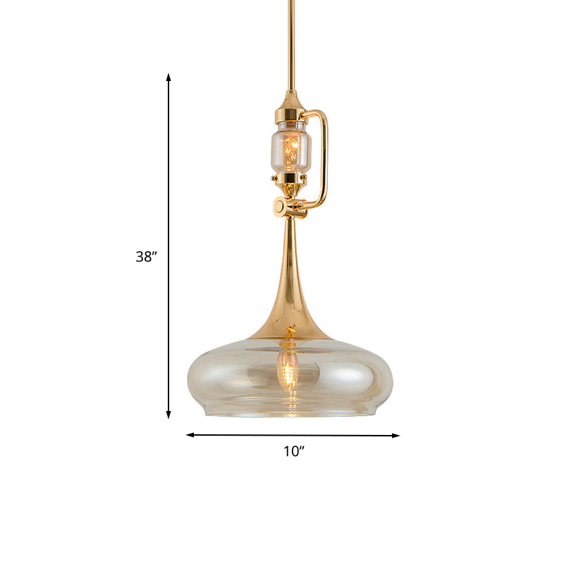 Modern Clear Glass Trumpet Ceiling Pendant Lamp For Living Room With Single Bulb