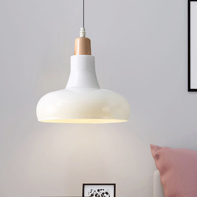 Lampe à suspension moderne en verre – Design bol, cône ou soucoupe blanc/noir – Plafonnier LED en lumière blanche/chaude