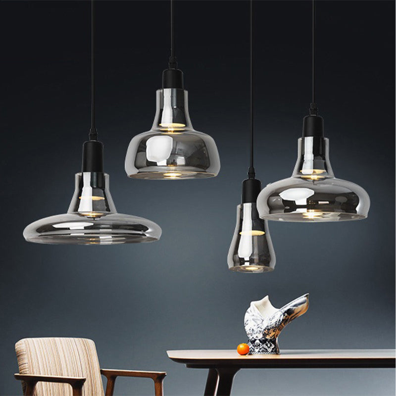 Lampe à suspension moderne en verre – Design bol, cône ou soucoupe blanc/noir – Plafonnier LED en lumière blanche/chaude