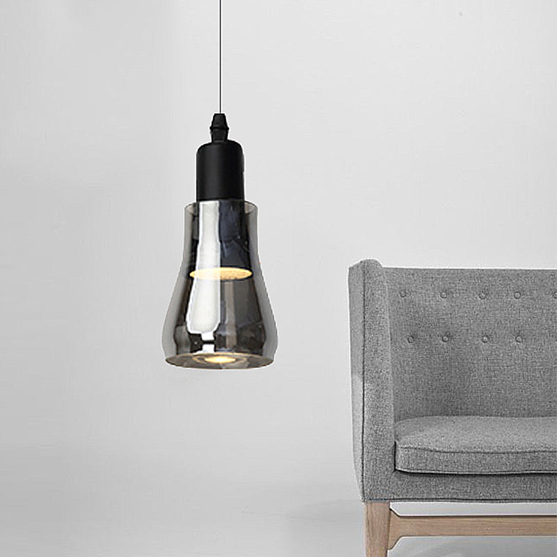 Lampe à suspension moderne en verre – Design bol, cône ou soucoupe blanc/noir – Plafonnier LED en lumière blanche/chaude