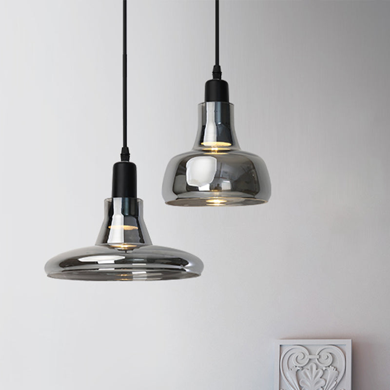 Lampe à suspension moderne en verre – Design bol, cône ou soucoupe blanc/noir – Plafonnier LED en lumière blanche/chaude