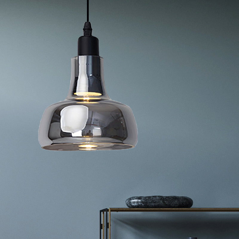 Lampe à suspension moderne en verre – Design bol, cône ou soucoupe blanc/noir – Plafonnier LED en lumière blanche/chaude