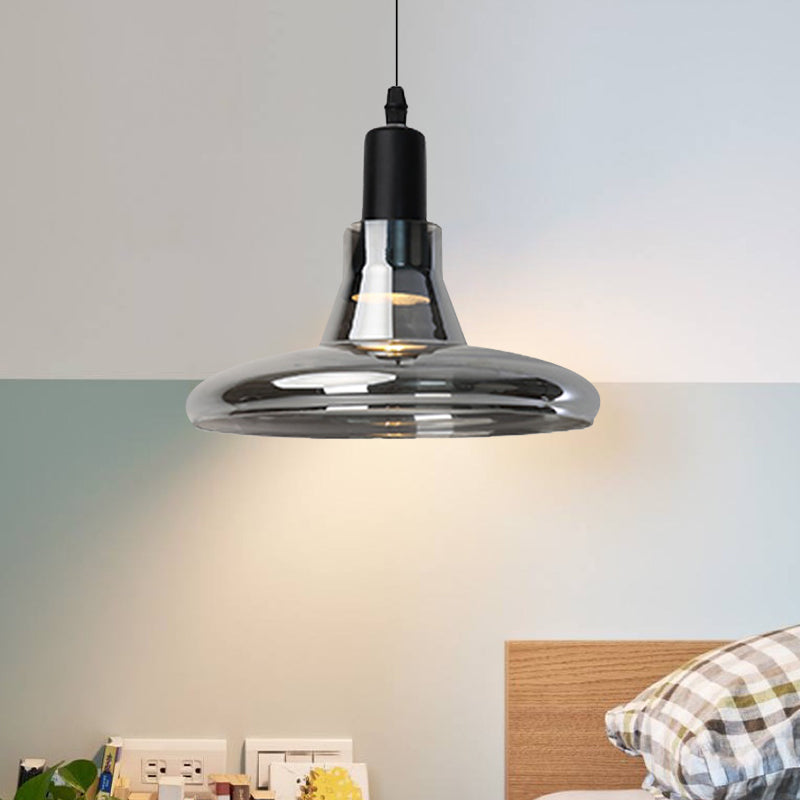 Lampe à suspension moderne en verre – Design bol, cône ou soucoupe blanc/noir – Plafonnier LED en lumière blanche/chaude