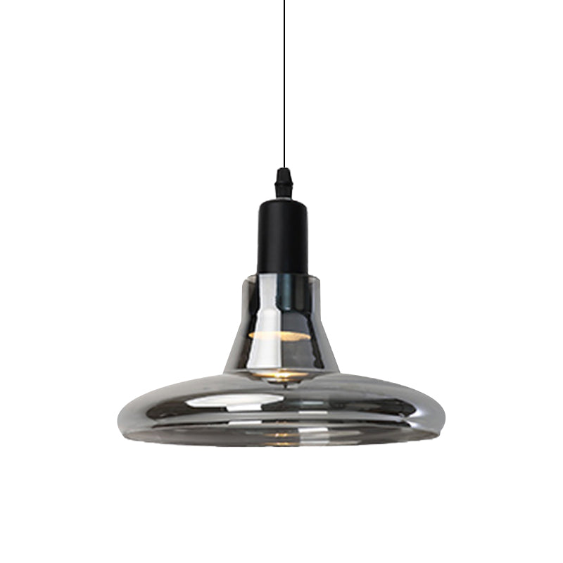 Lampe à suspension moderne en verre – Design bol, cône ou soucoupe blanc/noir – Plafonnier LED en lumière blanche/chaude