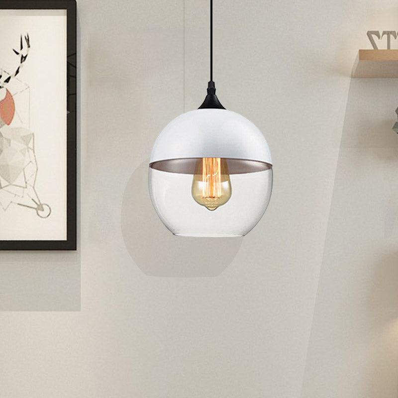 Modern 1-Light Drum/Cylinder/Jar Suspension Pendant – Clear/Yellow Glass – White/Black Fixture