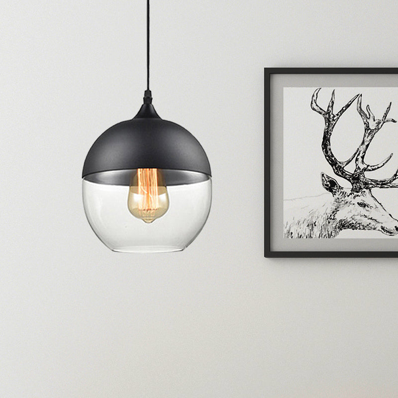 Modern 1-Light Drum/Cylinder/Jar Suspension Pendant – Clear/Yellow Glass – White/Black Fixture