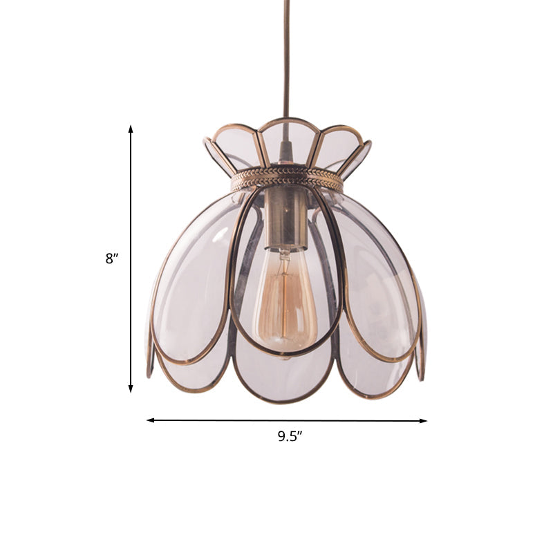 Clear Glass Ruffled Edge Pendant Light Fixture 1 Bulb 9.5/10.5 Wide