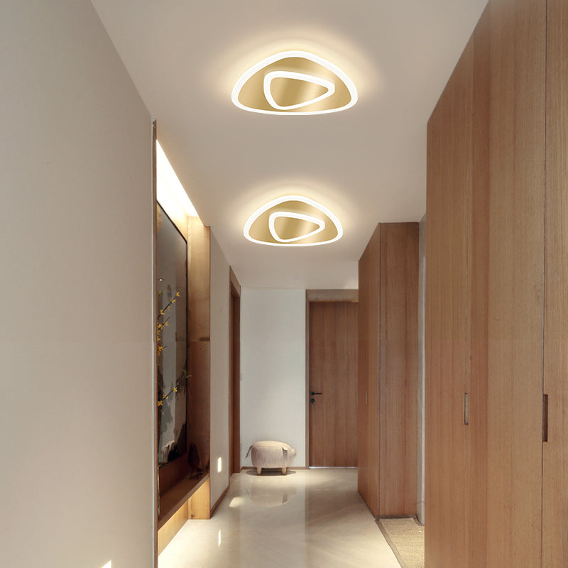 Modern Golden Geometric Flushmount Ceiling Light with Acrylic LED for Stairs