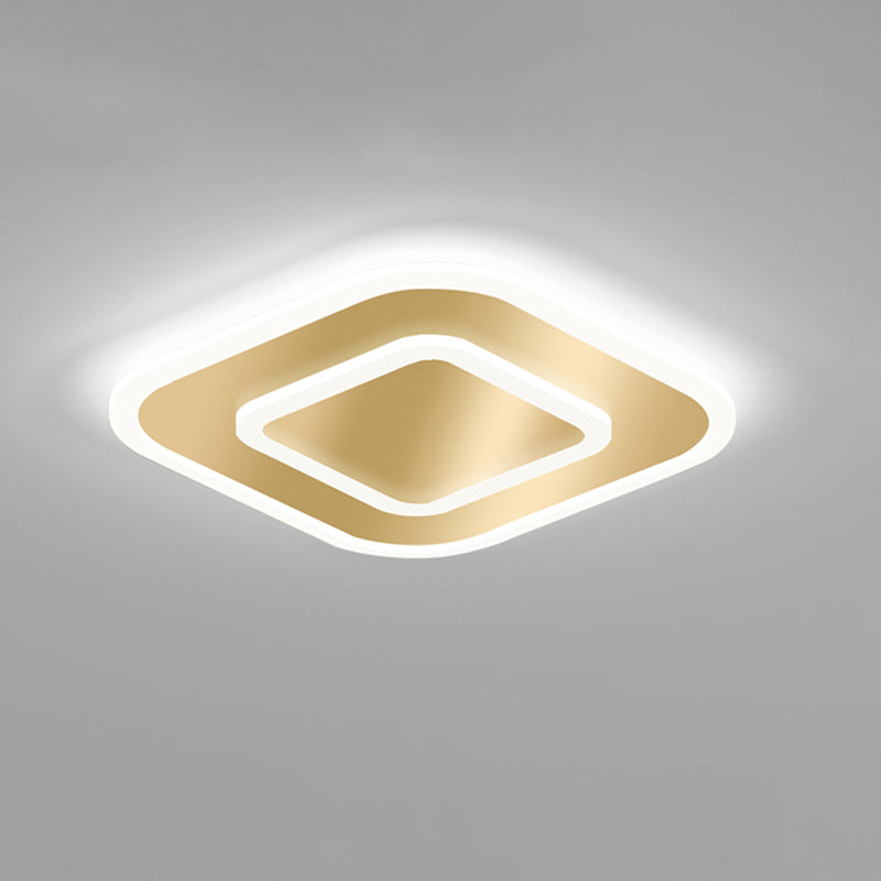 Modern Golden Geometric Flushmount Ceiling Light with Acrylic LED for Stairs