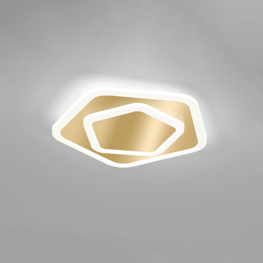 Modern Golden Geometric Flushmount Ceiling Light with Acrylic LED for Stairs
