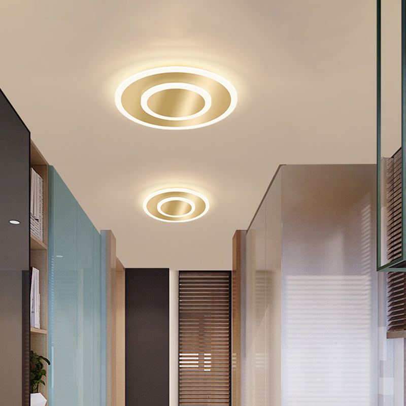Modern Golden Geometric Flushmount Ceiling Light with Acrylic LED for Stairs