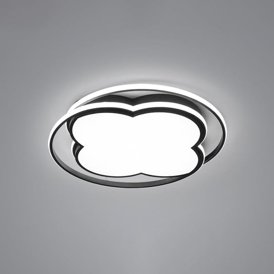 Modern Black Floral LED Ceiling Lamp for Minimalistic Bedroom Lighting