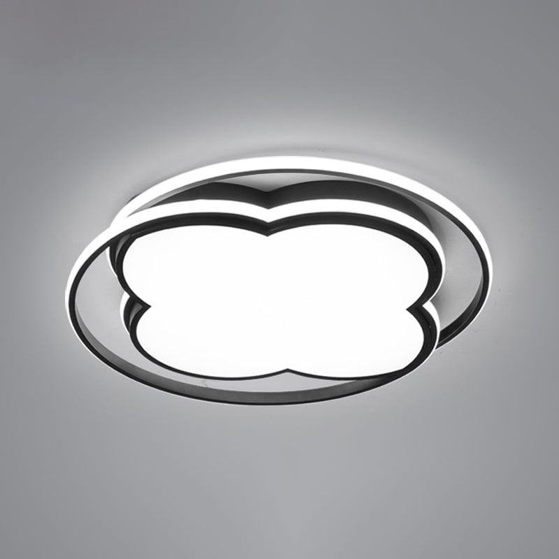 Modern Black Floral LED Ceiling Lamp for Minimalistic Bedroom Lighting