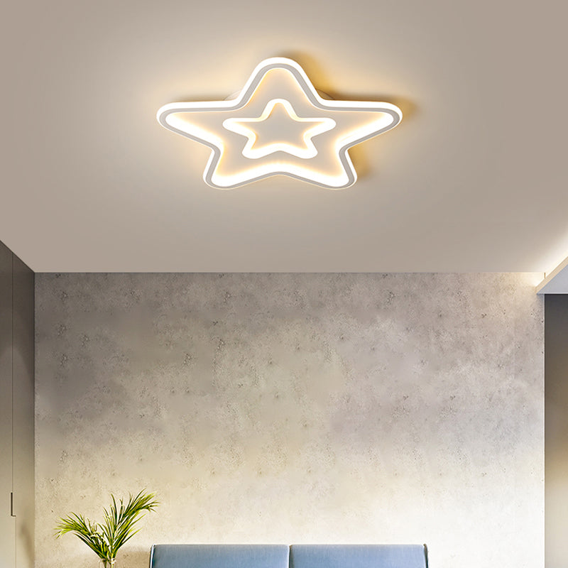 Simplistic Acrylic Star LED Flush Mount Lamp with Gold Finish - Ideal Ceiling Light for Child's Room
