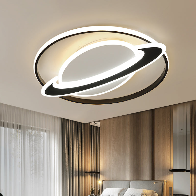 Planet Kids Bedroom Flushmount Lighting Black LED Ceiling Light