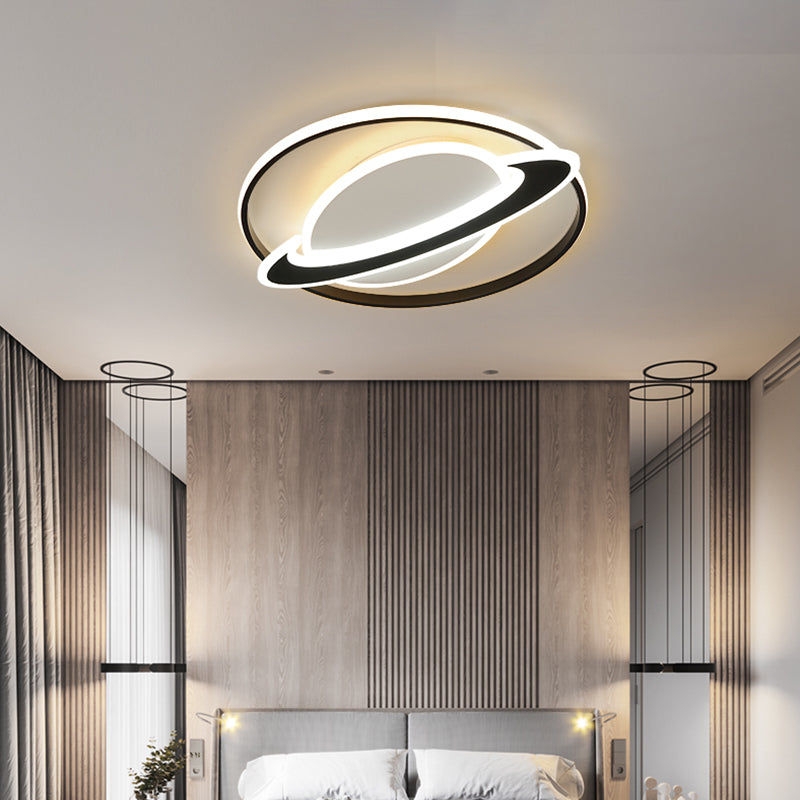 Planet Kids Bedroom Flushmount Lighting Black LED Ceiling Light