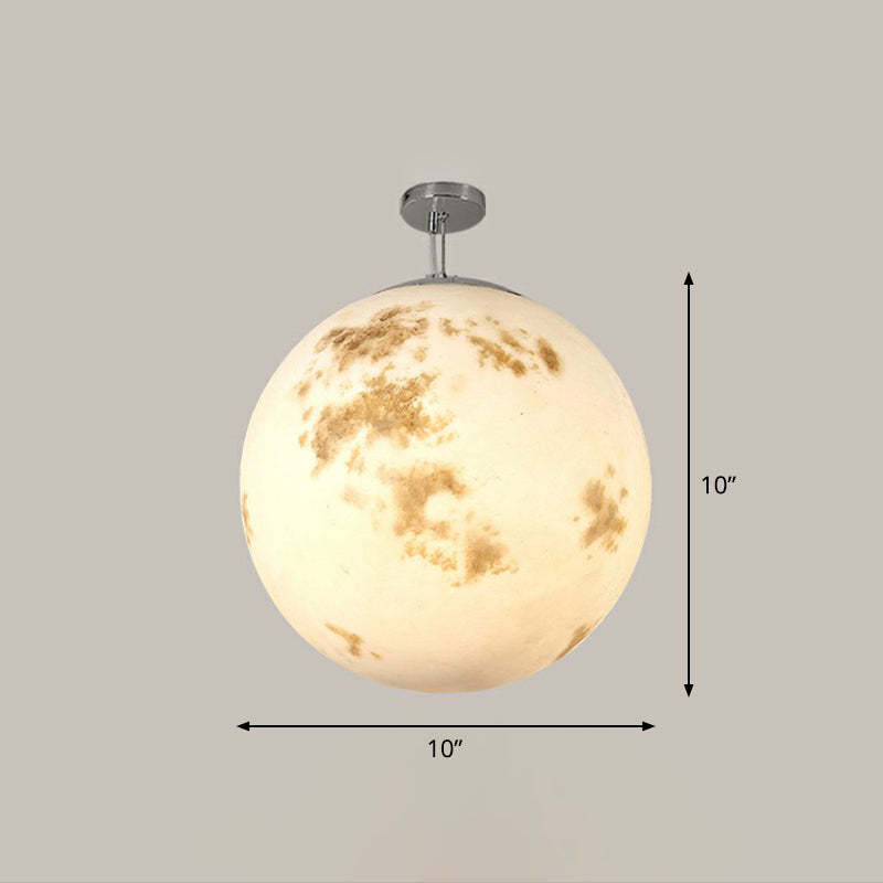 Nordic Resin Pendant Light for Restaurant with White Moon Suspension