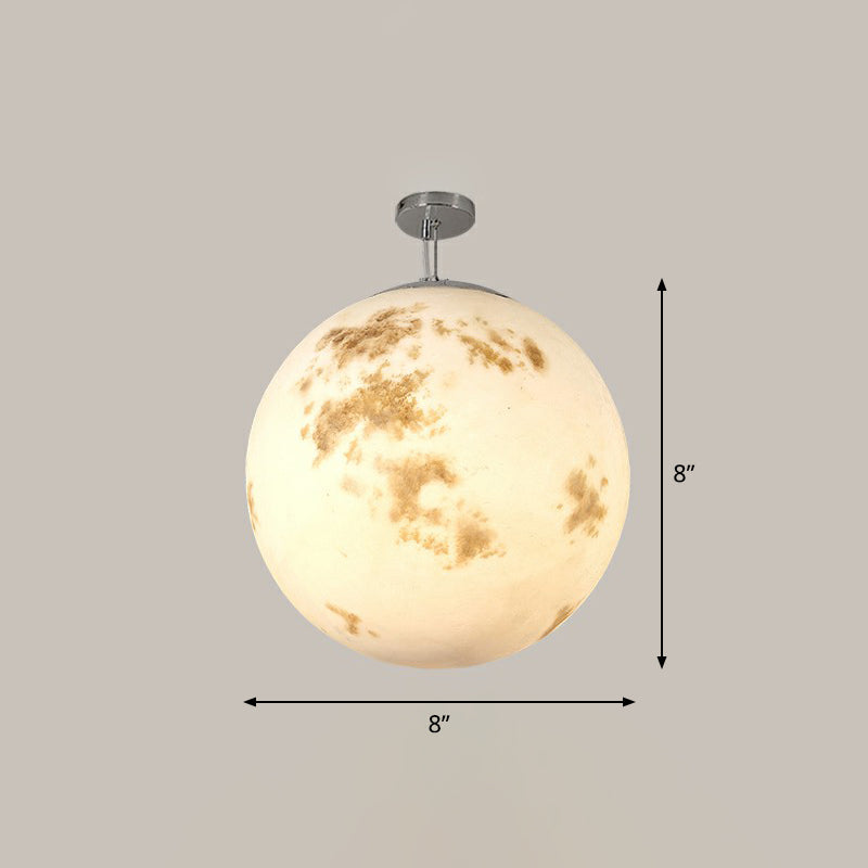 Nordic Resin Pendant Light: White Moon Suspension Lighting For Restaurants / 8