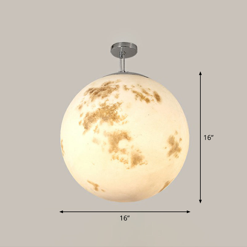 Nordic Resin Pendant Light: White Moon Suspension Lighting For Restaurants / 16