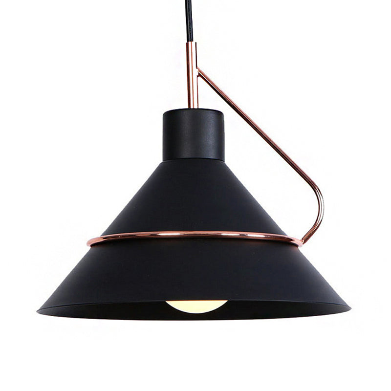 Retro Metal Cone Pendant Ceiling Light - Stylish Living Room Hanging (1-Light Black/White)