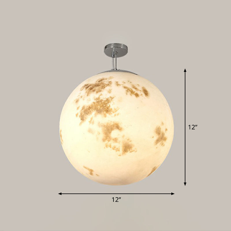 Nordic Resin Pendant Light: White Moon Suspension Lighting For Restaurants / 12