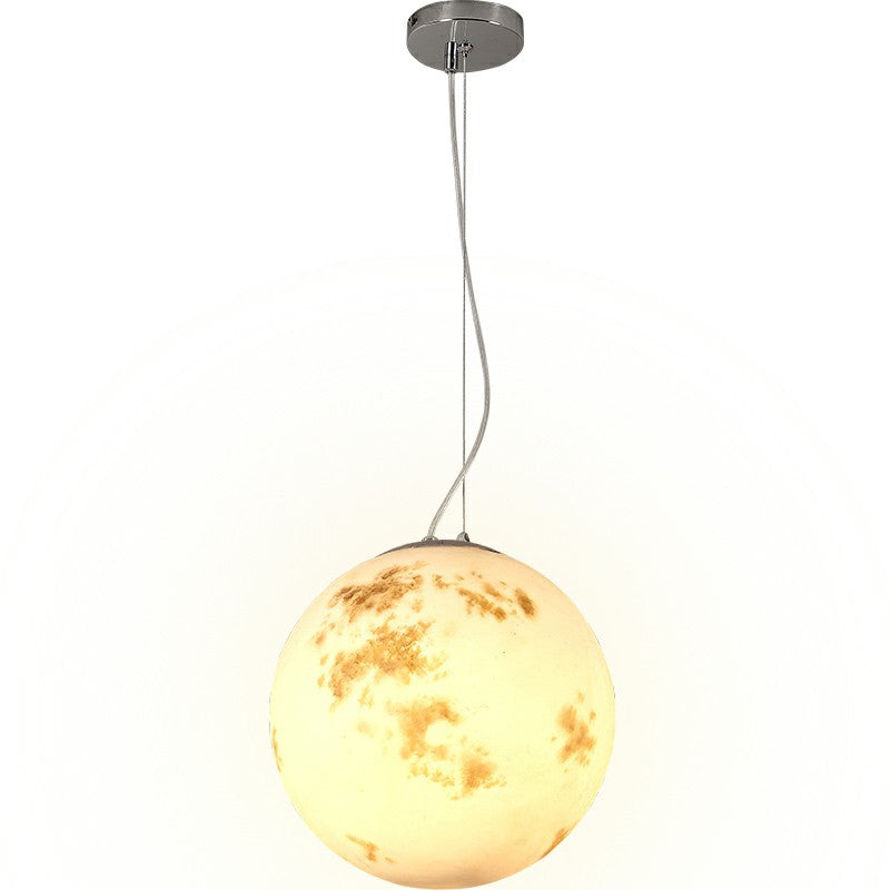 Nordic Resin Pendant Light: White Moon Suspension Lighting For Restaurants