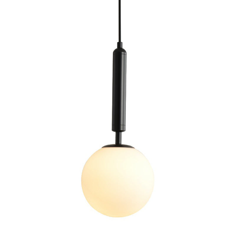 Nordic Opal Glass Ball Pendant Lamp - 1-Light Bedside Hanging Light Fixture