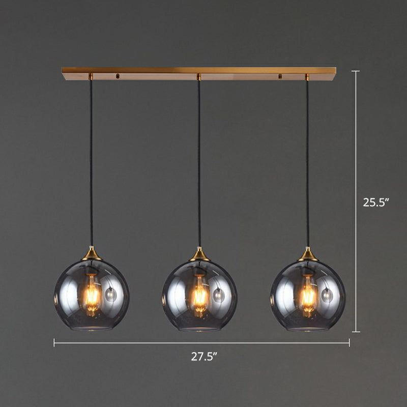 Spherical Multi-Glass Ceiling Lamp with 3 Lights for Modern Dining Room Suspension