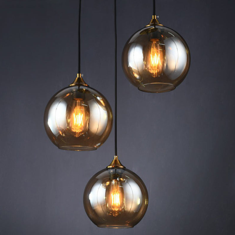 Spherical Multi-Glass Ceiling Lamp with 3 Lights for Modern Dining Room Suspension