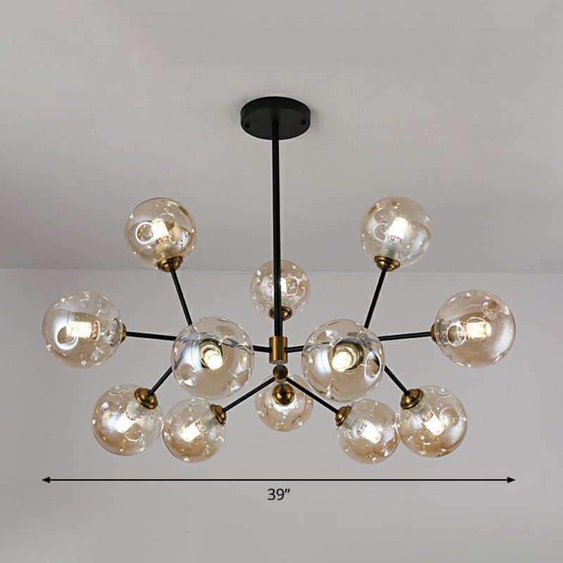 Black Nordic Glass Chandelier with Tree Branch Design for Living Room