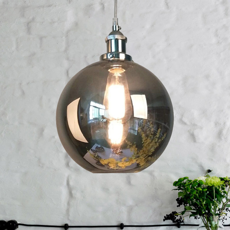 Mirrored Glass Pendant Ceiling Light In Chrome - Vintage Globe/Bowl/Dome Design / Globe