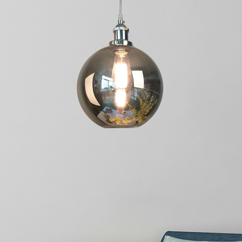 Mirrored Glass Pendant Ceiling Light In Chrome - Vintage Globe/Bowl/Dome Design