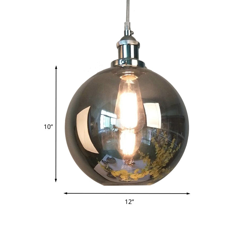 Mirrored Glass Pendant Ceiling Light In Chrome - Vintage Globe/Bowl/Dome Design