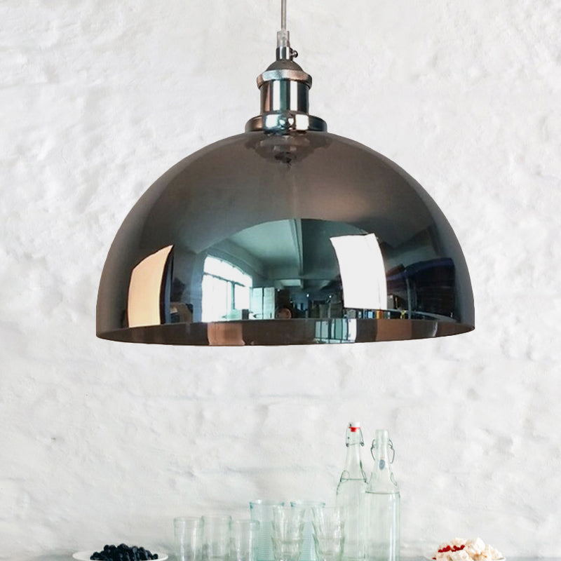 Mirrored Glass Pendant Ceiling Light In Chrome - Vintage Globe/Bowl/Dome Design