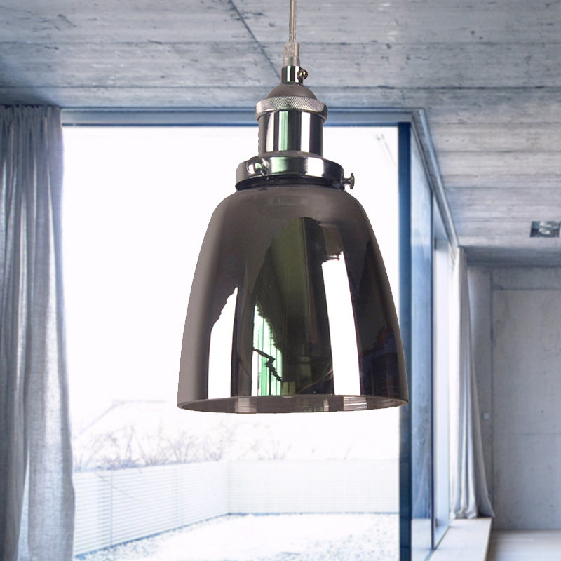 Mirrored Glass Pendant Ceiling Light In Chrome - Vintage Globe/Bowl/Dome Design