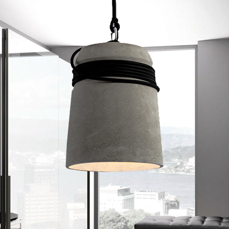 Industrial Style Cement Black/Gray/Beige Finish Pendant Light with Rope