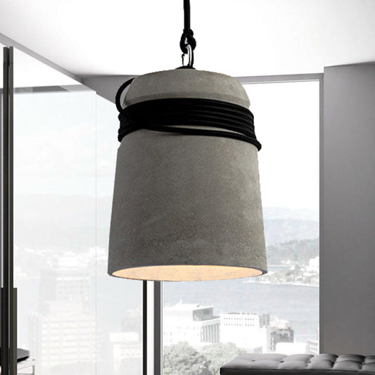 Industrial Style Cement Black/Gray/Beige Finish Pendant Light with Rope