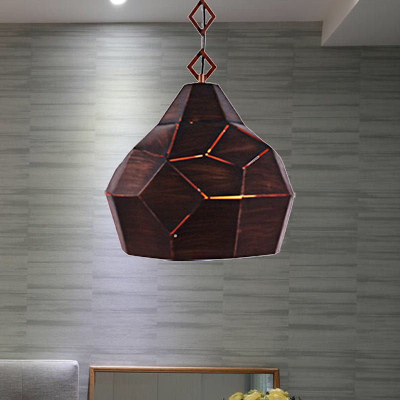 Teardrop Hanging Light For Restaurants - Elegant 1-Light Pendant Lamp With Metal Chain And Wrought