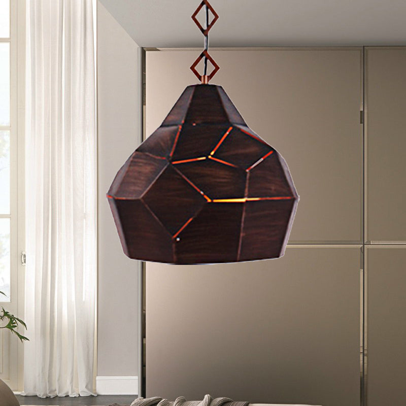 Teardrop Hanging Light with Metal Chain- 1 Light Wrought Iron Pendant Lamp for Restaurants