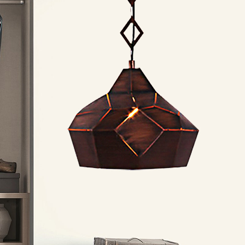 Teardrop Hanging Light with Metal Chain- 1 Light Wrought Iron Pendant Lamp for Restaurants