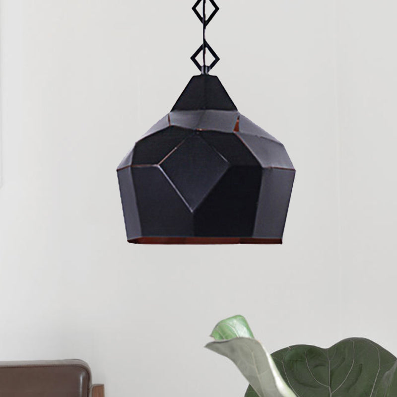 Teardrop Hanging Light with Metal Chain- 1 Light Wrought Iron Pendant Lamp for Restaurants