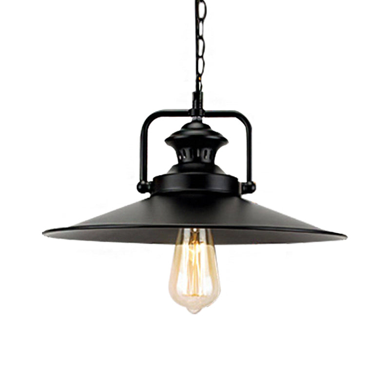Suspension métallique évasée de 10"/14" en noir - Idéale pour loft industriel et salle d'étude