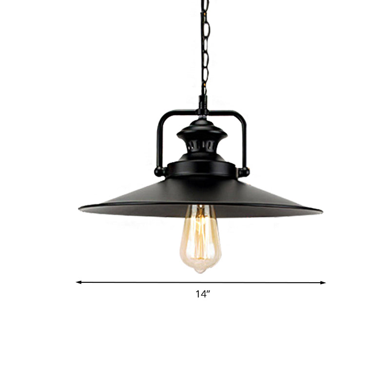 Suspension métallique évasée de 10"/14" en noir - Idéale pour loft industriel et salle d'étude