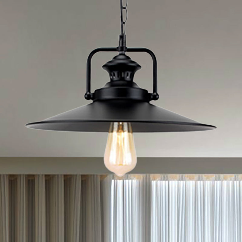 Suspension métallique évasée de 10"/14" en noir - Idéale pour loft industriel et salle d'étude
